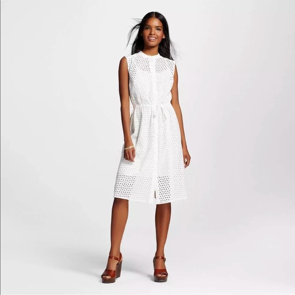 white eyelet midi dress
